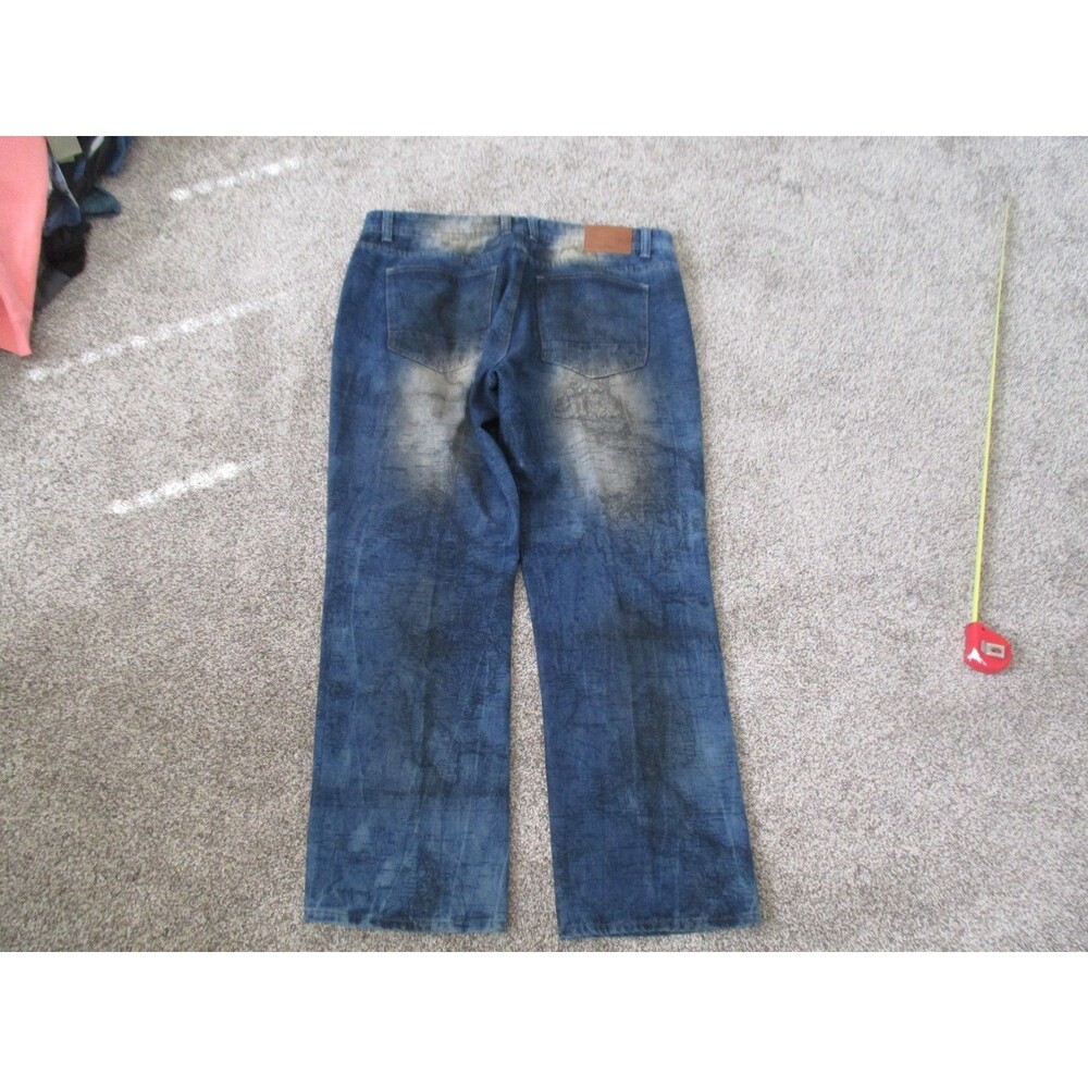 imperious Delf Jeans Mens Vintage 40x31 Baggy Wide Leg Y2k City Map - Picture 4 of 7